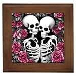 black and white rose sugar skull Framed Tile