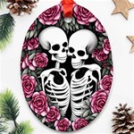 black and white rose sugar skull Ornament (Oval)