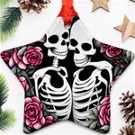 black and white rose sugar skull Ornament (Star)