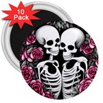 black and white rose sugar skull 3  Magnets (10 pack) 