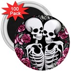 black and white rose sugar skull 3  Magnets (100 pack)