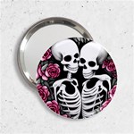 black and white rose sugar skull 2.25  Handbag Mirrors