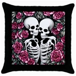 black and white rose sugar skull Throw Pillow Case (Black)