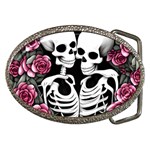 black and white rose sugar skull Belt Buckles