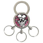 black and white rose sugar skull 3-Ring Key Chain