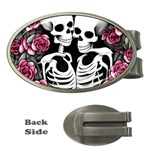 black and white rose sugar skull Money Clips (Oval) 