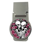 black and white rose sugar skull Money Clips (Round) 