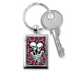 black and white rose sugar skull Key Chain (Rectangle)