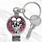 black and white rose sugar skull Nail Clippers Key Chain