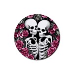 black and white rose sugar skull Rubber Round Coaster (4 pack)