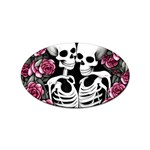 black and white rose sugar skull Sticker (Oval)