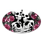 black and white rose sugar skull Oval Magnet