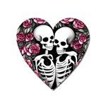 black and white rose sugar skull Heart Magnet