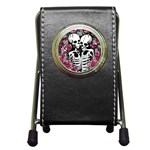 black and white rose sugar skull Pen Holder Desk Clock