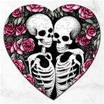 black and white rose sugar skull Jigsaw Puzzle (Heart)