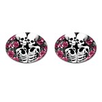 black and white rose sugar skull Cufflinks (Oval)