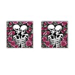 black and white rose sugar skull Cufflinks (Square)