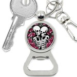 black and white rose sugar skull Bottle Opener Key Chain