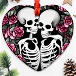 black and white rose sugar skull Heart Ornament (Two Sides)