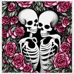 black and white rose sugar skull Canvas 12  x 12 