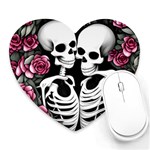 black and white rose sugar skull Heart Mousepad