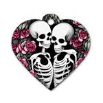 black and white rose sugar skull Dog Tag Heart (Two Sides)