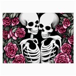 black and white rose sugar skull Large Glasses Cloth