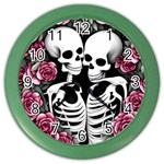 black and white rose sugar skull Color Wall Clock