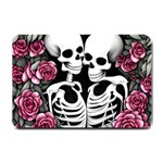 black and white rose sugar skull Small Doormat