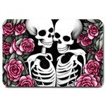 black and white rose sugar skull Large Doormat