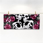 black and white rose sugar skull Hand Towel