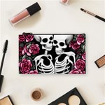 black and white rose sugar skull Cosmetic Bag (Small)