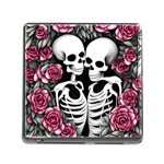 black and white rose sugar skull Memory Card Reader (Square 5 Slot)