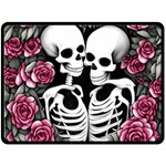 black and white rose sugar skull One Side Fleece Blanket (Large)