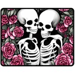 black and white rose sugar skull One Side Fleece Blanket (Medium)