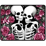 black and white rose sugar skull One Side Fleece Blanket (Medium)