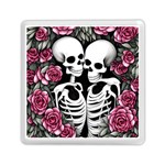 black and white rose sugar skull Memory Card Reader (Square)