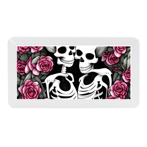 black and white rose sugar skull Memory Card Reader (Mini) from ArtsNow.com Front