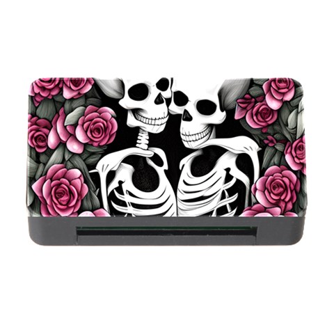 black and white rose sugar skull Memory Card Reader with CF from ArtsNow.com Front