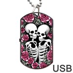 black and white rose sugar skull Dog Tag USB Flash (One Side)