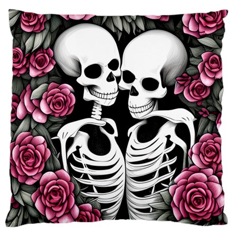 black and white rose sugar skull Large Cushion Case (One Side) from ArtsNow.com Front