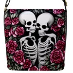 black and white rose sugar skull Flap Closure Messenger Bag (S)