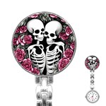 black and white rose sugar skull Stainless Steel Nurses Watch