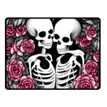 black and white rose sugar skull Fleece Blanket (Small)