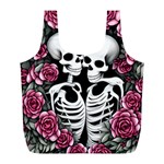 black and white rose sugar skull Full Print Recycle Bag (L)