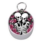 black and white rose sugar skull Mini Silver Compasses