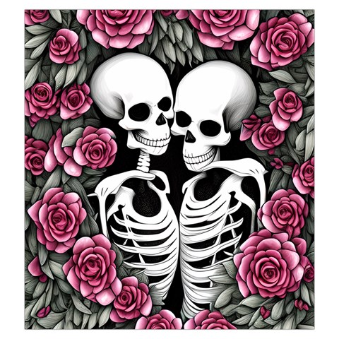 black and white rose sugar skull Drawstring Pouch (Large) from ArtsNow.com Front