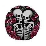 black and white rose sugar skull Standard 15  Premium Flano Round Cushions