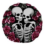 black and white rose sugar skull Large 18  Premium Flano Round Cushions