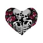 black and white rose sugar skull Standard 16  Premium Flano Heart Shape Cushions